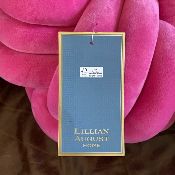 LILLIAN AUGUST HOME PINK KNOT PILLOW 11 INCH NEW ACCENT - Picture 3 of 5